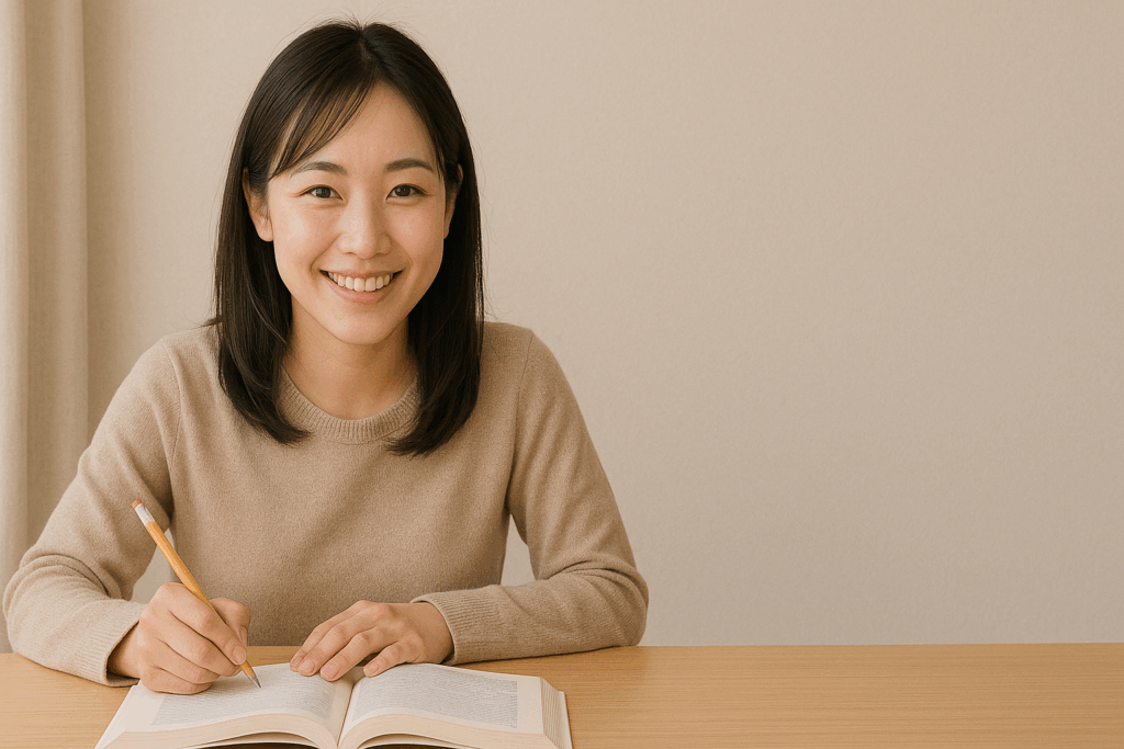 資格の勉強をする日本人女性